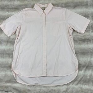 Duluth Trading Co Womens XXL Peach Striped Short Sleeve Button Down Shirt 1545